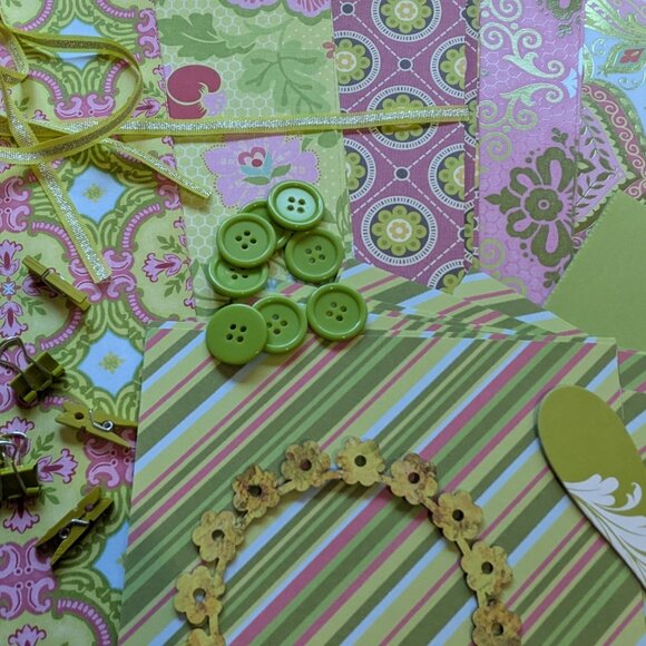 Green & Pink Paper Craft Supplies - Coordinated Designs - Picture 2 of 6